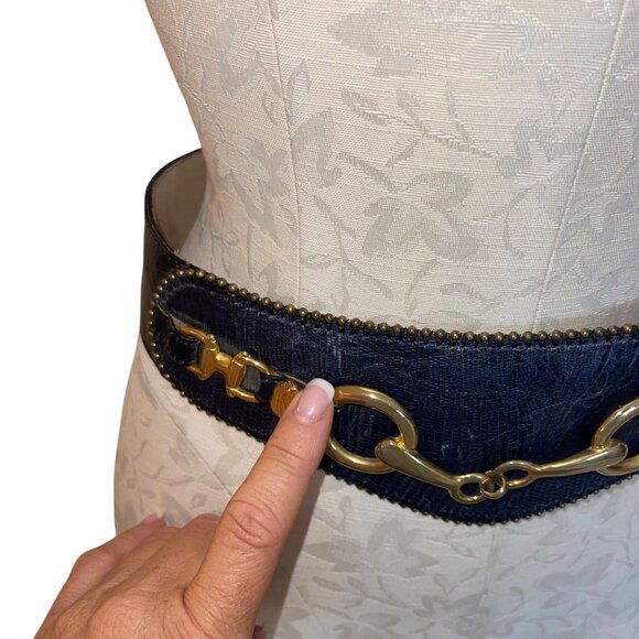 Streets Ahead Vintage Womens Belt One Size Black Equestrian Horse Themed - Picture 9 of 16